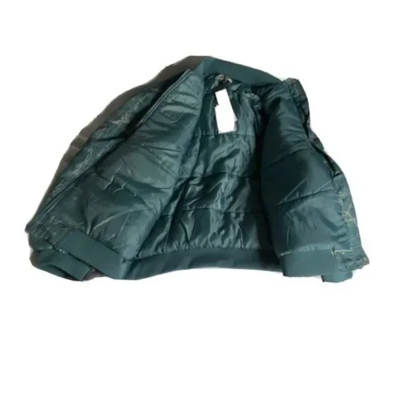BDG Light Green Marble Print Puffer Bomber Jacket Size S - Picture 14 of 16